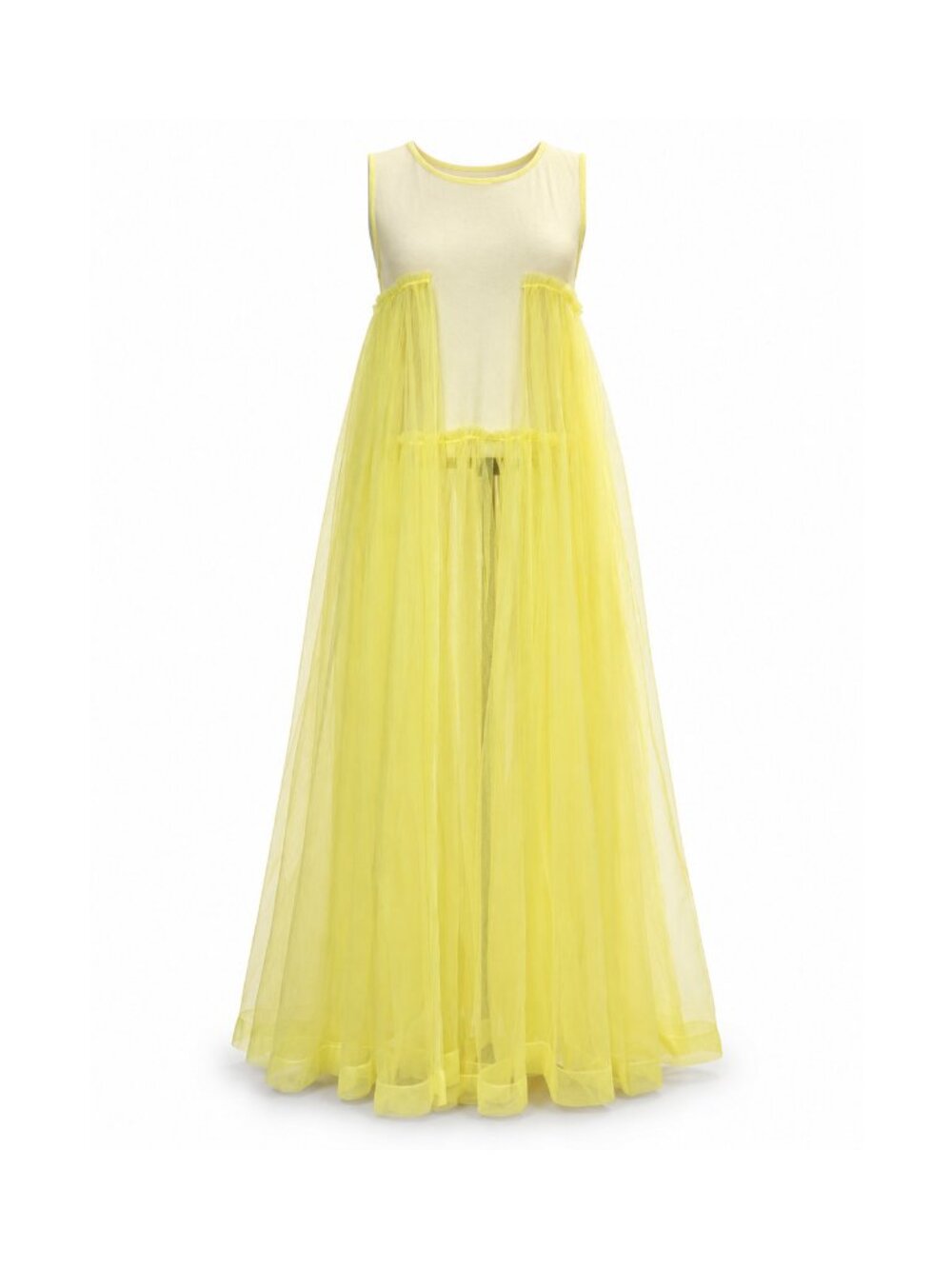 Maeve Anthropologie Pale Yellow Tulle Maxi Dress One Size